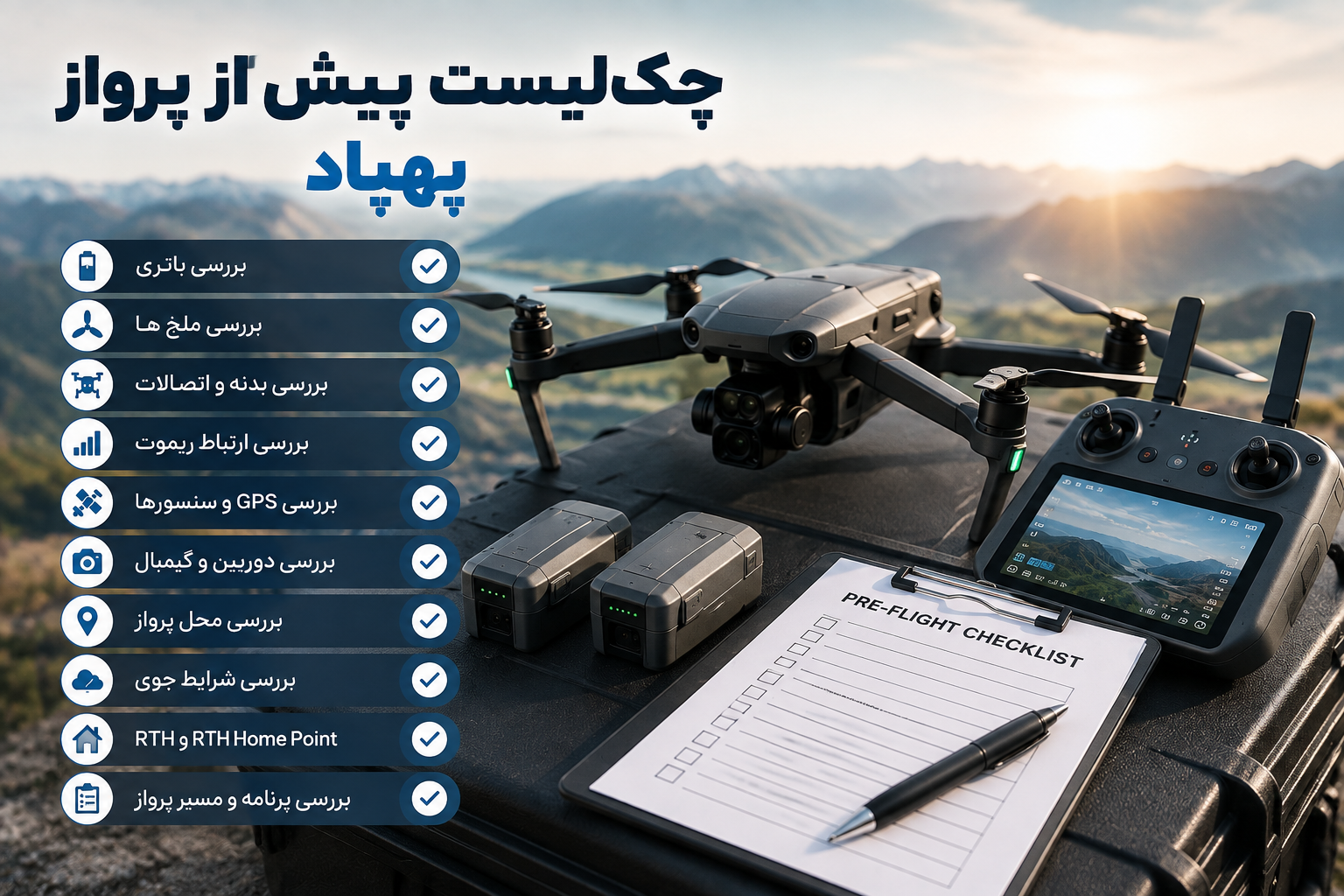 چک‌لیست پیش از پرواز پهپاد؛ ۱۰ بررسی ضروری قبل از تیک‌آف